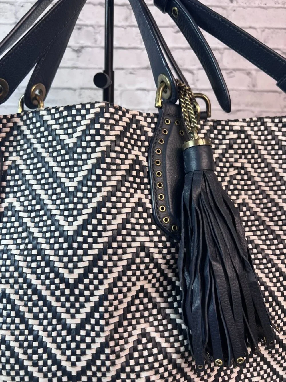 Michael Kors Brooklyn Large Woven Leather Satchel